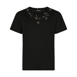 DOLCE & GABBANA Embellished Black tričko Veľkosť: S