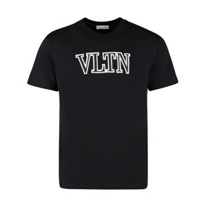 VALENTINO Embroidered Logo Black tričko Veľkosť: L