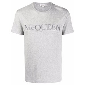 ALEXANDER MCQUEEN Embroidered Logo Grey tričko Veľkosť: L