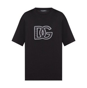 DOLCE & GABBANA Embroidered Logo Black tričko Veľkosť: L