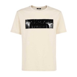 BALMAIN Paris Embossed Beige tričko Veľkosť: XL
